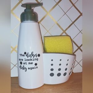 The Dishes Are Looking At Me Dirty Again Dish Soap Dispenser With Sponge Holder